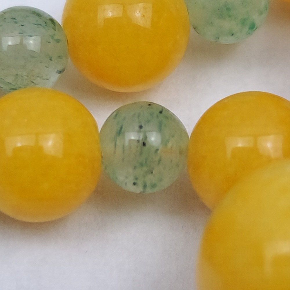 Vintage Graduated Yellow Stone Look 5 Strand Necklace Green Accent Beads - Picture 6 of 13